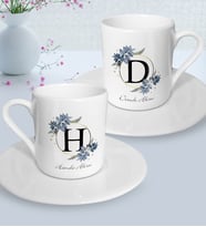 BK Gift Kişiye Özel Baş Harfli İsimli İkili Türk Kahvesi Fincanı Seti-1, Sevgiliye Hediye, Ev Hediyesi, Arkadaşa Hediye