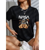 Unisex Nasabear Baskılı T-shirt (Siyah)