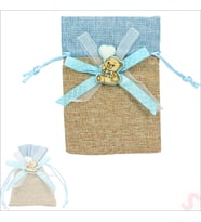Bebek Temalı Jüt Kese 10cm x 13cm - Mavi x 12 Adet (STD)
