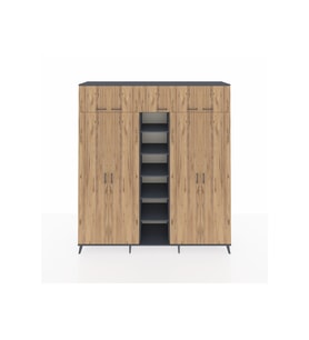 Hyperion Dolap 18 Raflı 9 Kapaklı 220x44x243 Antrasit-Çam/Antrasit