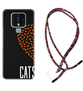 Tecno Camon 16 18P Pova Kılıf Boyun Asklı Rasta Silikon Cats 1792