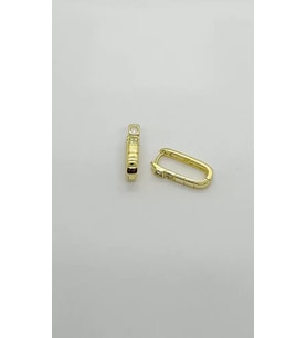 Minimal Kare Taş Detaylı Gold Küpe