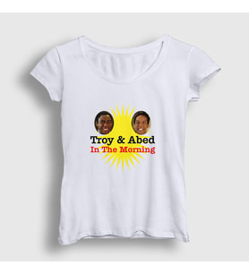 Presmono Kadın Beyaz Logo Troy And Abed In The Morning T-Shirt 361048tt