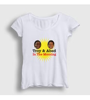 Presmono Kadın Beyaz Logo Troy And Abed In The Morning T-Shirt 361048tt