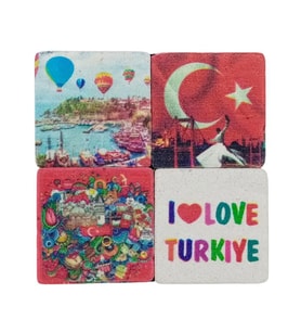 Türkiye Temalı Dörtlü Taş Magnet (Karışık)