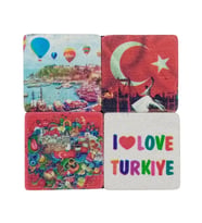 Türkiye Temalı Dörtlü Taş Magnet (Karışık)