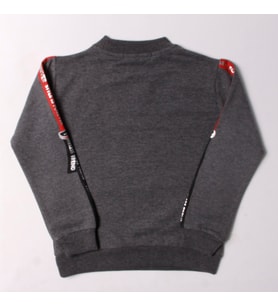 Toontoy Kız Çocuk Sweatshirt Kollari Şeritli Pullu Fashion Nakış (Antrasit Melanj)