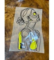 24X14 CM ÜTÜ İLE YAPIŞAN NEON YEŞİL KADIN TRANSFER BASKI ARMA