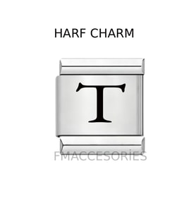 İTALYAN ÇELİK CHARM ÇELİK CHARM T HARFİ İSİM TARİH BAŞ HARF YAZILIR 9 MM FMACCESORİES