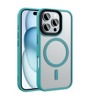 iPhone 16 Pro Max Kılıf Mat Arka Yüzey Wireless Şarj Özellikli Flet M-safe Kılıf Yeşil
