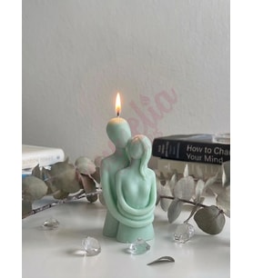 Mumelia Candles Sarılmış Çift - Doğal Soya Blok Dekoratif Mum - Yeşil