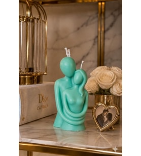 Sevgili Çift Mum - Mumelia Candles Doğal Soya, El Yapımı, Dekoratif - Zümrüt Yeşili