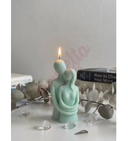 Mumelia Candles Sarılmış Çift - Doğal Soya Blok Dekoratif Mum - Yeşil
