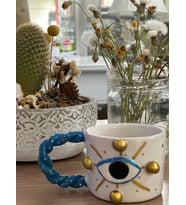 Burgu Kulp Gold Detay Göz 4 Noktalı Kalpli Mug Kupa Fincan (Karışık)