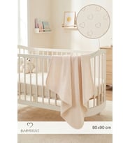 BABYDEN'S Kalp Desenli Jakarlı Bebek Battaniyesi %100Pamuklu, Nefes Alabilen, Yumuşak Yenidoğan Bebe Battaniye (Ekru)