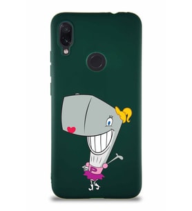Xiaomi Redmi Note 7 Soft Premier Kapak Pearl Yengeç Tasarımlı Silikon Kılıf - Yeşil (Şeffaf)
