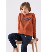 Roly Poly 3433 Wıld Erkek Çocuk Açık Tarçın Uzun Kol Pijama Takım