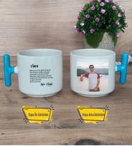 Amca Kupa Bardak Fotoğraflı T Mavi Kulplu Amcaya Doğum Günü Hediyesi