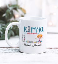 Kimya Öğretmeni Tasarımlı Kişiye Özel Kupa Bardak (Beyaz)