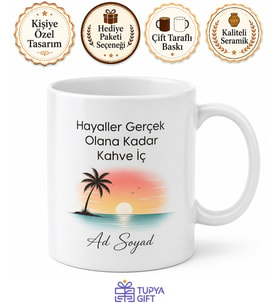 Yıllık İznini Bekleyenlere Tatil Hayali Kuran Beyaz Yakalı Kupa Hediye Bardak