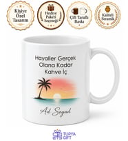 Yıllık İznini Bekleyenlere Tatil Hayali Kuran Beyaz Yakalı Kupa Hediye Bardak