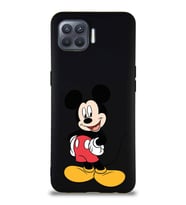 Oppo Reno 4 Lite Soft Premier Kapak Mickey Mouse-E Tasarımlı Silikon Kılıf - Siyah (Şeffaf)