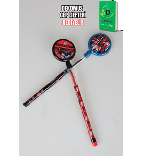 x Dekomus Lisanslı Spiderman Hero Gear Collection Yumurtalayan Labirent Figürlü Geçmeli Kurşun Kalem Tek Adet