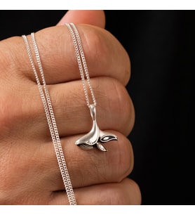 Gümüş Balina Kolye 925 Ayar Gümüş Balina Ve Kuyruğu Figürlü Unisex Kolye