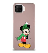 Oppo A73 Soft Premier Kapak Mickey Mouse-G Tasarımlı Silikon Kılıf - Pudra (Şeffaf)
