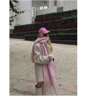 Kadın Özel Karışımlı Akrilik Atkı Şal (Açık Pembe)