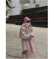 Kadın Özel Karışımlı Akrilik Atkı Şal (Açık Pembe)