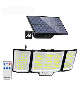 ShopyTech 348 LED Güneş Enerjili Dış Mekan Duvar Lambası IP65 PIR Hareket Sensörü 3 Mod 5m Kablo