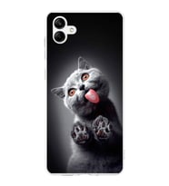 PrintiFy Samsung Galaxy A25 ile Uyumlu 1mm Slim Fit Kedi 2 050c Baskılı Şeffaf  Kılıf