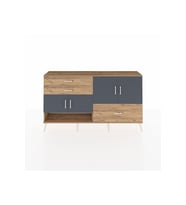 Arges Konsol 3 Raflı 3 Çekmeceli 4 Kapaklı 176x30x99 Çam-Antrasit/Çam