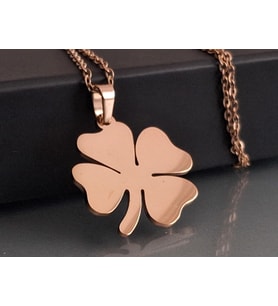 Sevgiliye Hediye Paslanmaz Rose Gold Çelik Dört Yaprak Şans Yonca Kolye