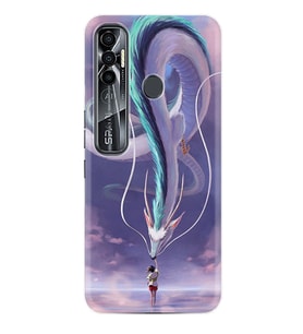 Tecno Spark 6 6 Go 8C 8 Pro 7 7 Spark 9 Pro Kılıf Desemli Silikon Kız ve Ejderha 1742