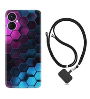 Tecno Spark 9T Kılıf Resimli Boyun Askılı İpli Desenli Silikon Series Petek 1825