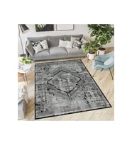 Rovigo Home Dijital Baskı Yıkanabilir Kaymaz Taban Salon Halısı RVG0562 (Siyah)