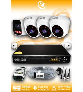 Elitcam 4 Kameralı Zebra 3 İç Kamera Set HDD'siz 5 MP Full HD Gece Görüşlü Güvenlik Kamerası Sistemi