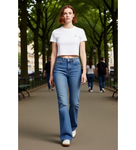 Kadın Yüksek Bel Geniş Paça Denim Pantolon Cool & Comfort Tasarım Fonksiyonel Dayanıklı Şık