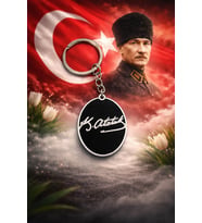Atatürk İmzası Tasarım - Çift Taraflı Anahtarlık - Anlamlı Hatıra