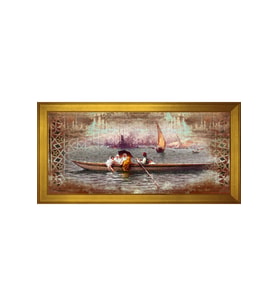 Eski İstanbul Motifli Kanvas Tablo 80 x 110 cm Gold Çerçeve