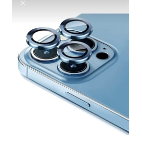 Iphone 13 Pro -13 Pro Max Uyumlu 3d Metal Çerçeveli Kamera Lens Koruyucu-MAVİ Renkli