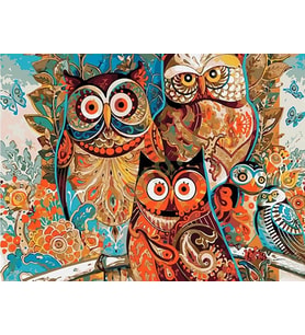 Baykuş Sayılarla Boyama Seti 50x65 cm (Tuvale Gerili)