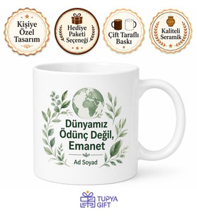 Plastic Free Temalı Plastiksiz Kupa Bardak Doğa Dostu Özel Tasarım Hediye