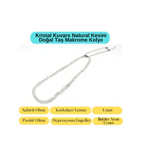 Sertifikalı Kristal Kuvars Natural Kesim Makrome Doğal Taş Kolye Ayarlanabilir Ölçü