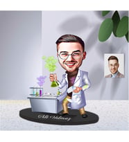 Kimya Öğretmeni Tasarım Karikatürlü Kişiye Özel Ahşap Biblo Bay-01