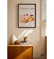 Yummy Cake Tatlı Posteri, Siyah Çerçeveli Duvar Tablosu - Mutfak Dekorasyonu