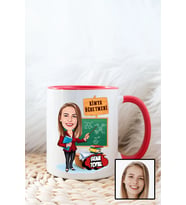 Kadın Kimya Öğretmenine Hediye Karikatürlü Kırmızı Kupa Bardak