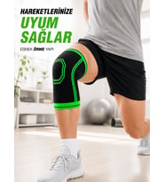 Nefes Alabilen Örme Sporcu Dizliği Esnek Yapılı Diz Destekleyici Siyah Yeşil